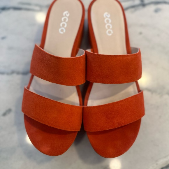 Ecco Suede Platform Sandals slide on size US9 EU 40 - Picture 3 of 7